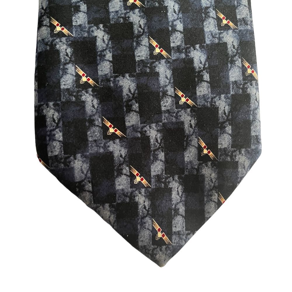 Vintage Bill Blass 100% Silk Tie Navy with Gold‎ Bird